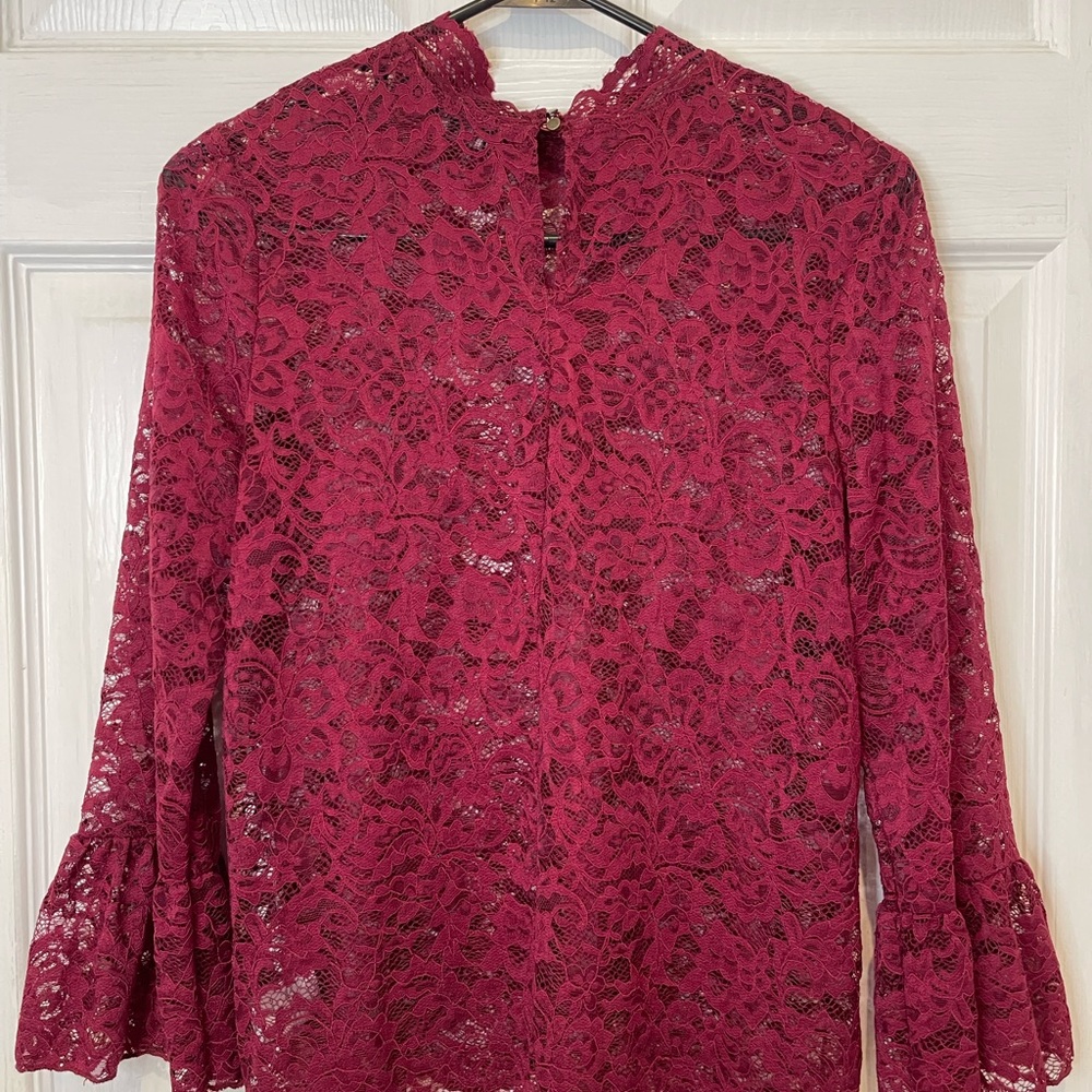 Romantic Burgundy Lace Blouse – Medium